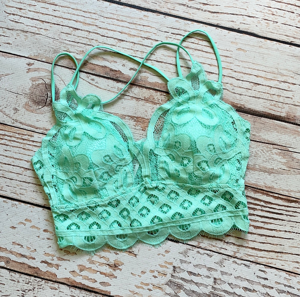 Whimsical Lace Bralette In Mint
