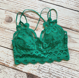 Whimsical Lace Bralette In Green