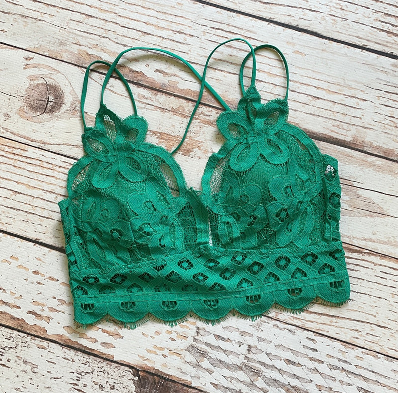 Whimsical Lace Bralette In Green