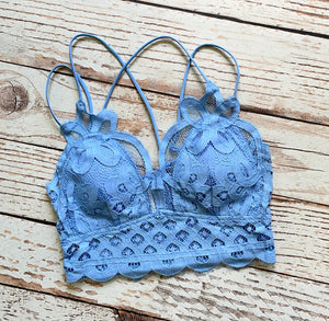 Whimsical Lace Bralette In Spring Blue