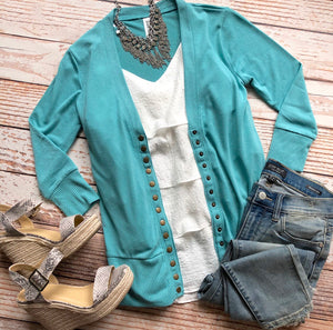 Classic Cardigan 3/4 Sleeves In Ash Mint