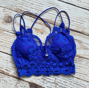 Whimsical Lace Bralette In Bright Blue
