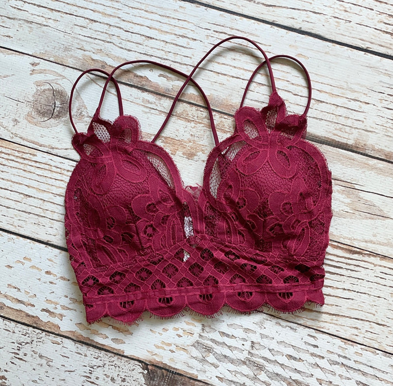 Whimsical Lace Bralette In Cabernet