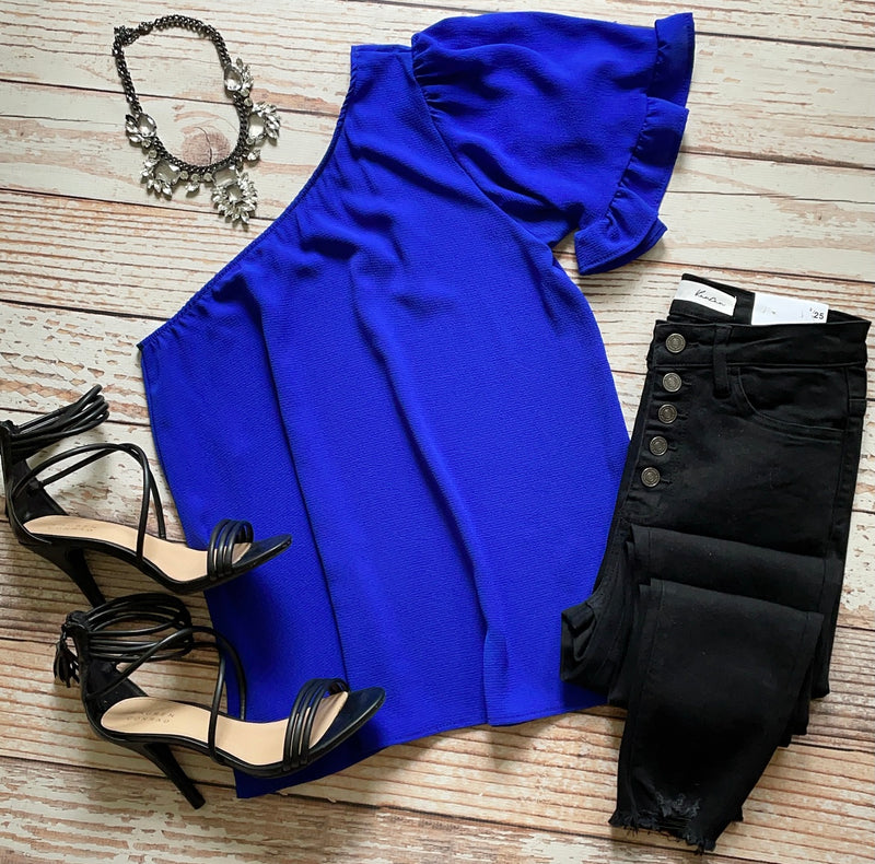 A Night Out Top In Royal Blue