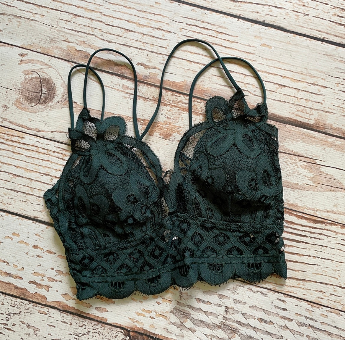 Whimsical Lace Bralette In Dark Green – Lily Diamond Boutique